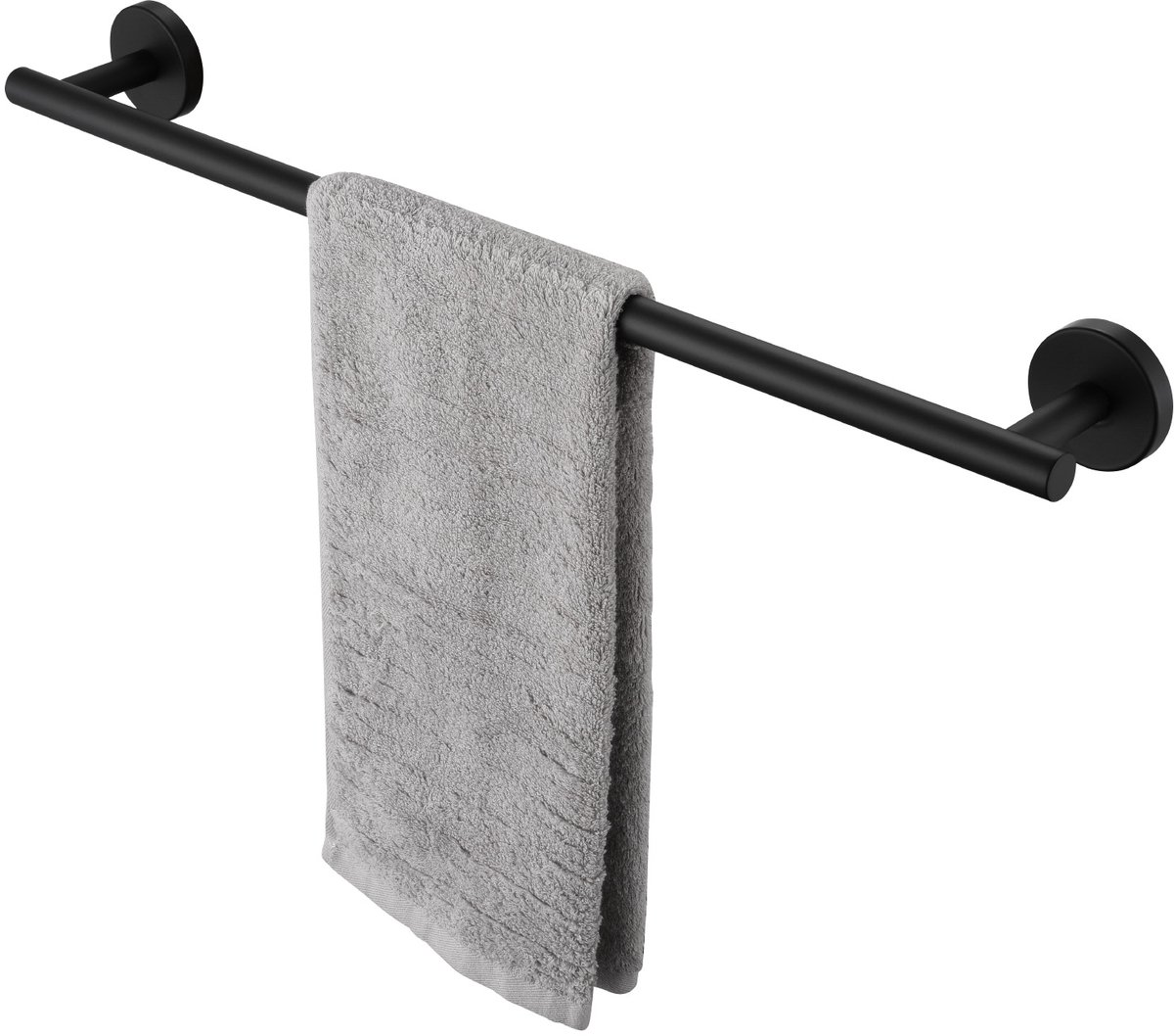 CECIPA max Handdoekhouder 60 cm - Enkele stang - Handdoekstang - Doucherek - Badkamerrek - RVS - Zelfklevend - Zonder Boren - Moderne Badkamer Zwart