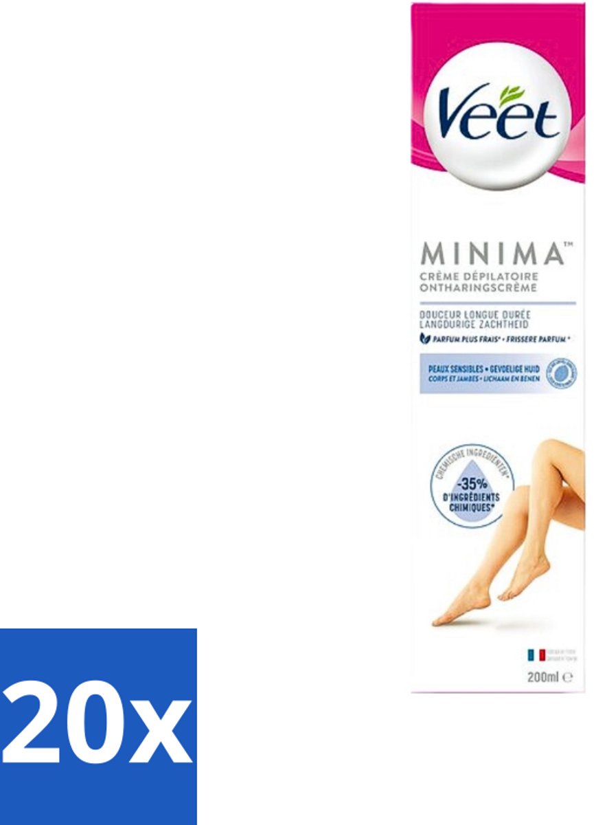 20 x Veet Minima - Ontharingscrème - Gevoelige Huid - Frisse parfum - 200ml - Veet Ontharingscrème - Gevoelige Huid - Ontharingscrème Benen - Ontharingscrème Armen - Ontharingscrème Oksels