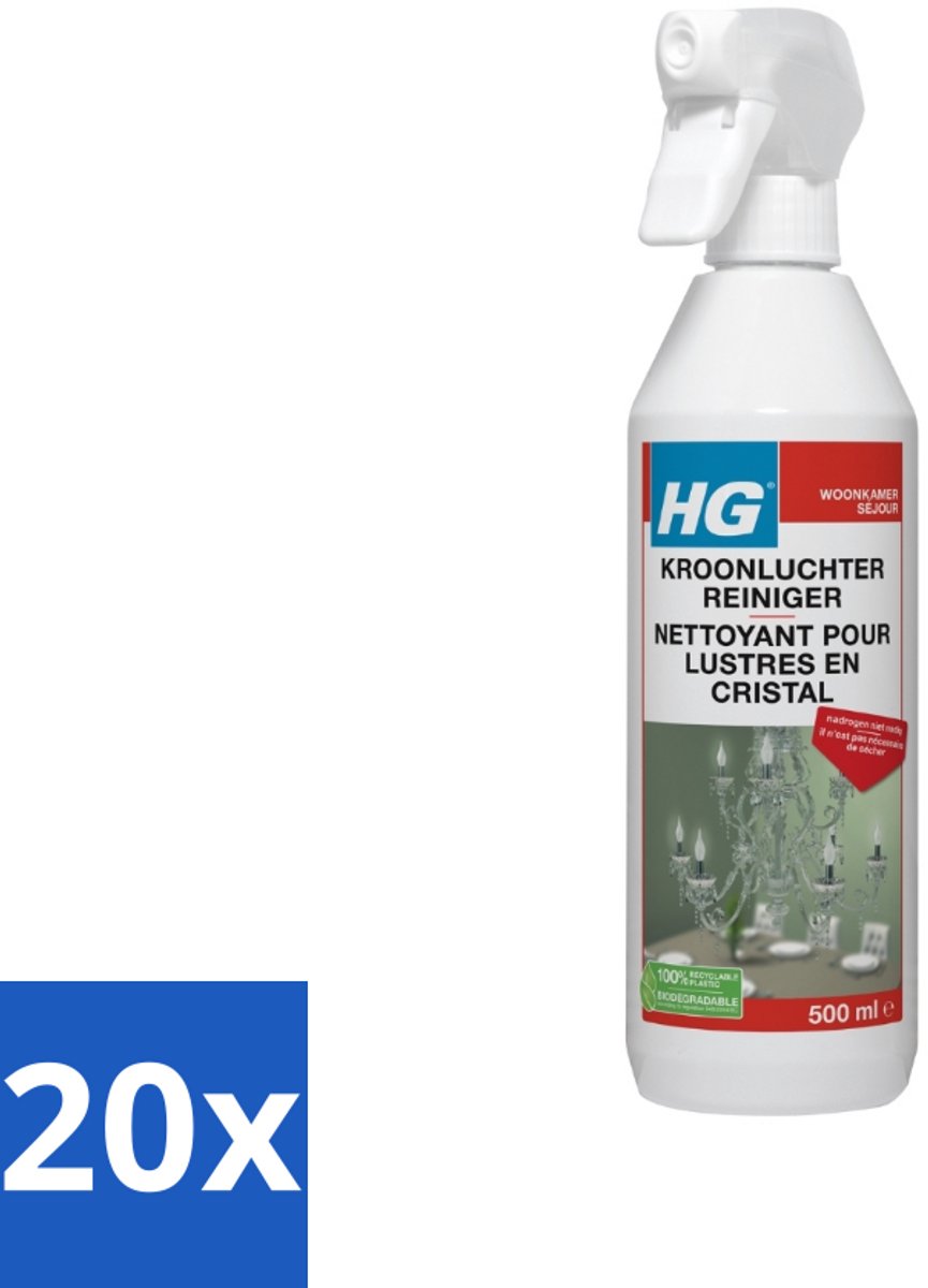 20 x HG Kroonluchtreiniger 500 ml - Kroonluchter Reinigen - Koper Reinigen - Messing Reinigen - Bronzen Reinigen - Vuil Verwijderen