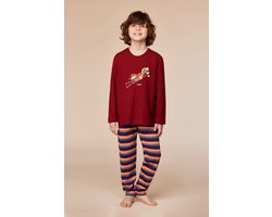 Woody pyjama jongens - pony - donkerrood - 252-10-PLS-S/495 - maat 128