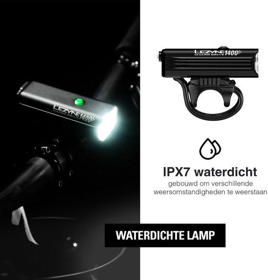 Macro Drive 1400+ Voorlicht - Fietslamp - Fiets koplamp - Fietsverlichting USB-C oplaadbaar - Veiligheidslampje - Waterdicht - 1400 lumen - 7 standen - 300 branduren - Zwart — afbeelding 5