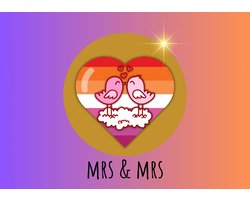 Set van 6 verschillende wenskaarten voor lesbisch huwelijk. Mrs & Mrs Lesbische vrouwen kaarten voor felicitatie of uitnodiging voor bruiloft. Queer huwelijkskaart. Trouwkaart bruidspaar of geregistreerd partnerschap, kaart voor samenwonen lesbiennes