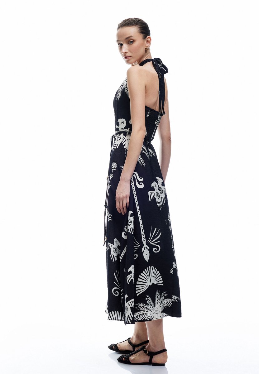 Volledige lengte Fit & Flare-jurk Neckholderkleid