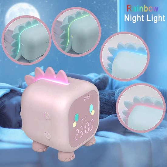 Leuke Dinosaurus Kinderwekker - Wekker - Digitale Kinderklokken - Studentenwekkers - Roze — afbeelding 5