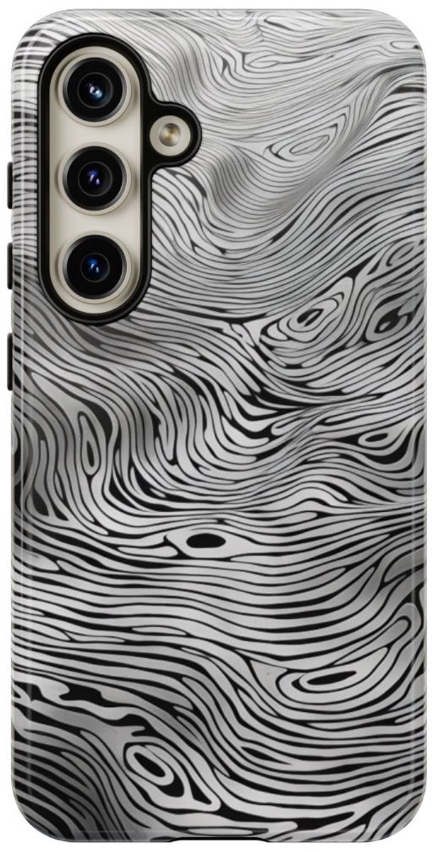 Zwart-Witte Abstracte Lijnenstructuur – Telefoonhoesje Geschikt voor Samsung Galaxy S24