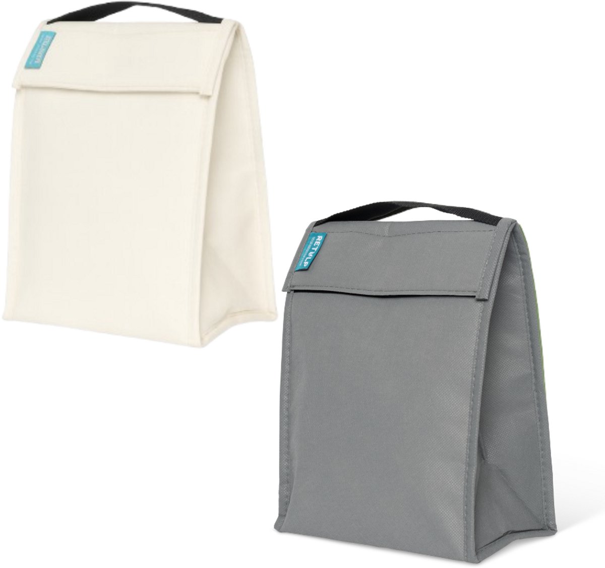 Retulp Fridgebag - Lunchtas - Koeltas - Koeltasje klein - Gemaakt van koelkast - Koeltas lunch - 9 liter - 2 Stuks - Grijs - Wit