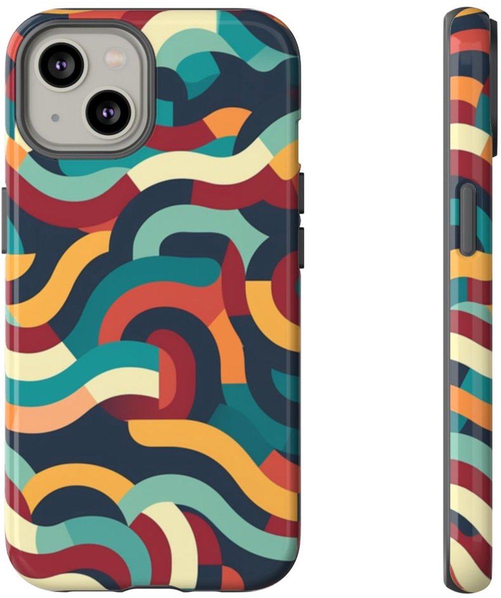 Kleurrijk Abstract Golvend Patroon – Telefoonhoesje Geschikt voor iPhone 14