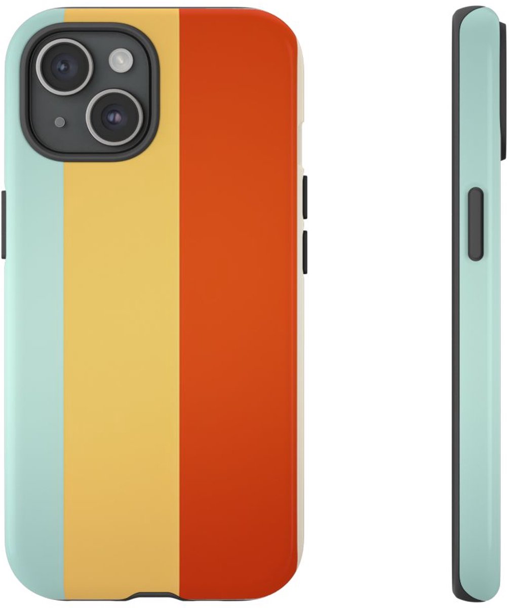 Levendig Gestreept Patroon met Brede Banden – Telefoonhoesje Geschikt voor iPhone 15