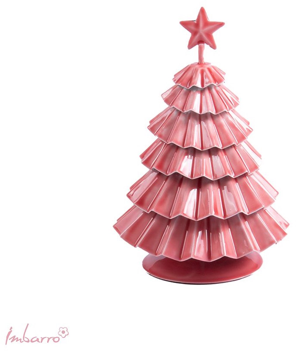 Imbarro - Decoratieve Kerstboom - Boom - Juda - Metaal - Roze - 14.5x22cm