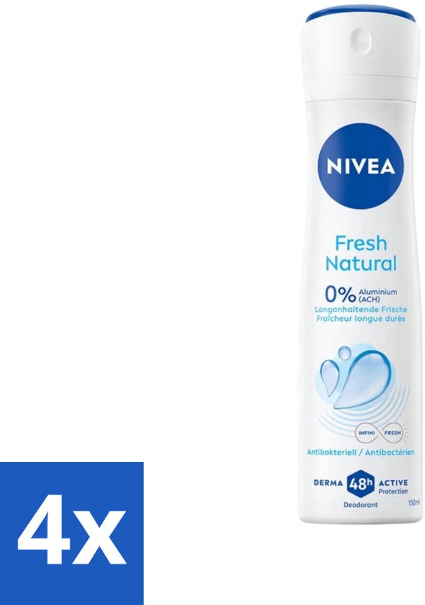 4 x Nivea - Deodorant Spray - Fresh Natural - 48 Uur Lang Werkend - 150 ml - NIVEA Deodorant Spray - Anti-transpirant - 48 Uur Bescherming - Frisheid - Natuurlijke Geur