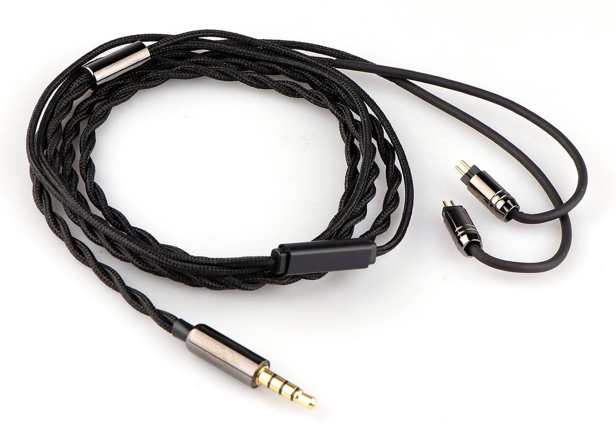 Tripowin Zombur - IEM Kabel - 4N - 3.5mm - 2 Pin - Met Microfoon - 1.2 Meter - Zwart