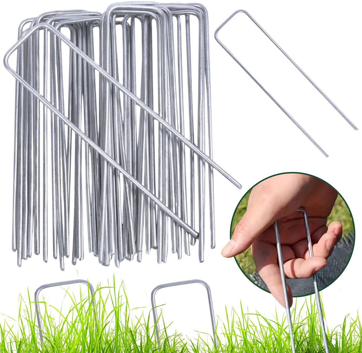 Scherpe Gegalvaniseerd Anti Roest Grondpennen | Stalen pinnen voor in de tuin | Gardengloss Anti-Roest Stalen Grondankers - 15cm x50