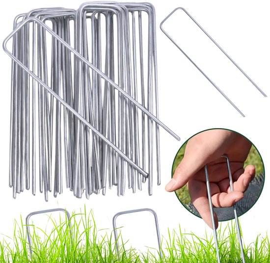 50x épingles de jardin en acier, 15 cm, diamètre 3 mm