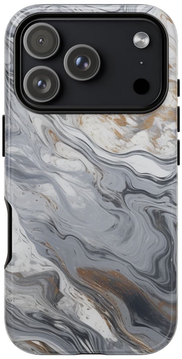 Grijze en Gouden Marmerwerveling – Telefoonhoesje Geschikt voor iPhone 17 Pro