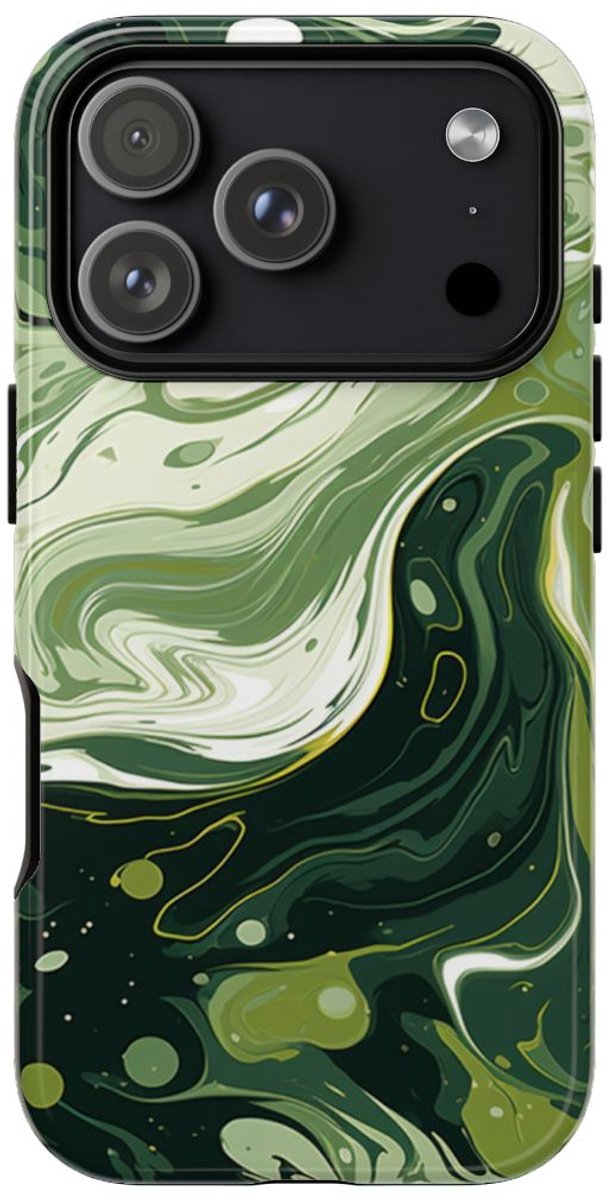 Groene Suminagashi Marmer Abstract – Telefoonhoesje Geschikt voor iPhone 17 Pro