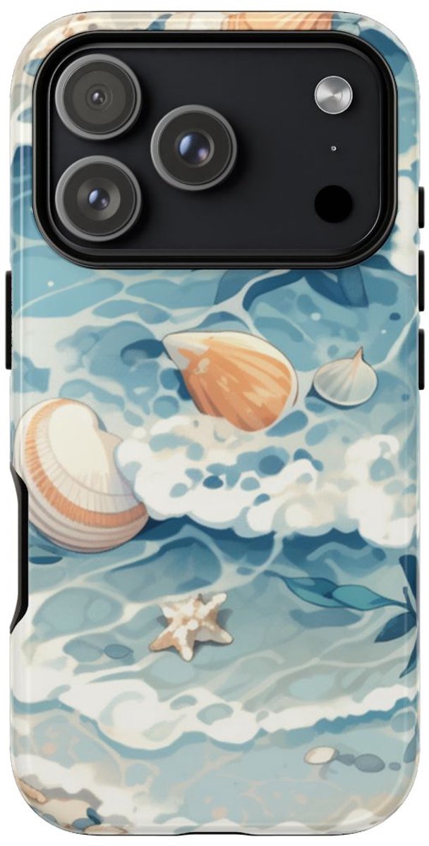 Zeesterren en Schelpen op Oceaangolven – Telefoonhoesje Geschikt voor iPhone 17 Pro