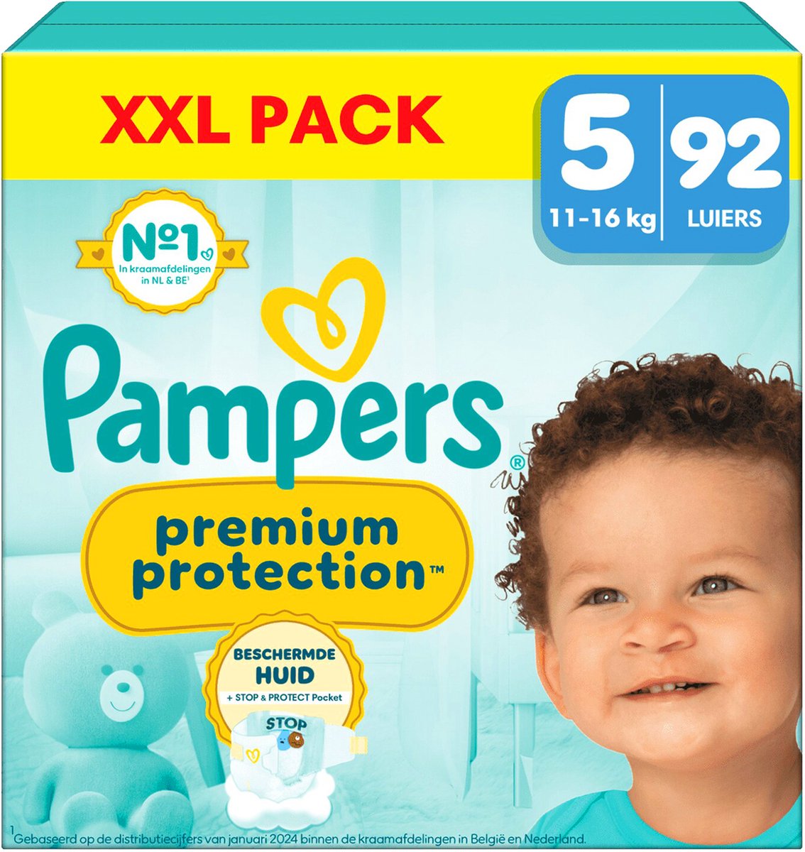 Pampers Premium Protection - Maat 5 (11kg-16kg) - 92 Luiers - Ecobox