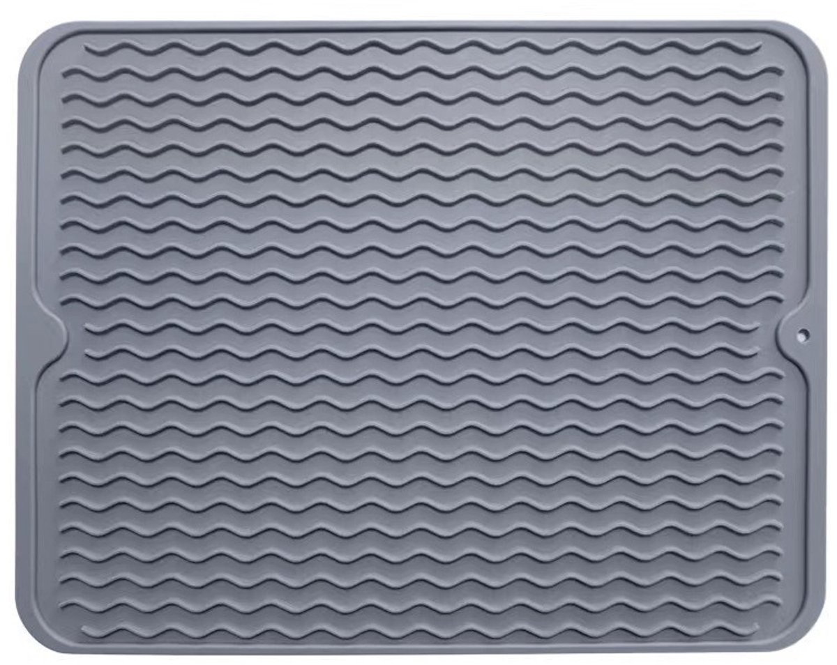 Afvoermat - afdruipmat voor aanrecht - 30*40*2 cm - Antislip afvoermat - Ingebouwde afvoer - Siliconen - grijs - Geschikt voor aanrecht, gootsteen, koelkast of ladevoering
