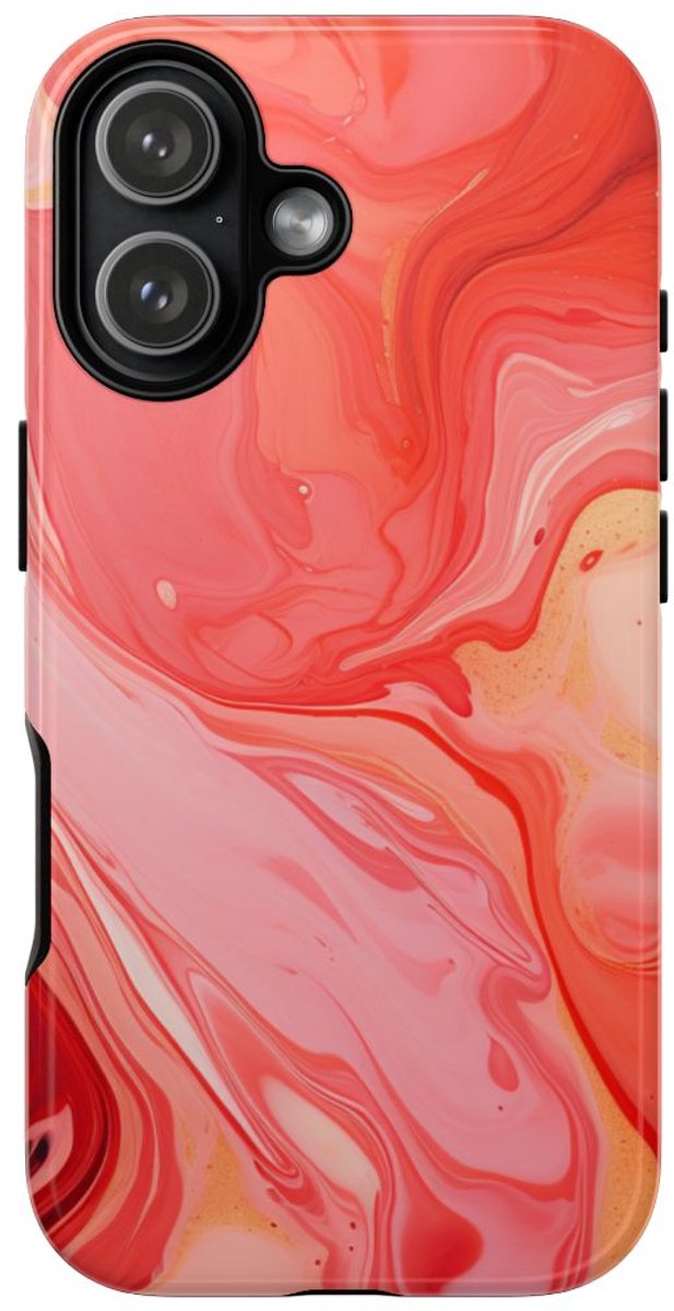 Koraalrode Abstracte Krullen – Telefoonhoesje Geschikt voor iPhone 17