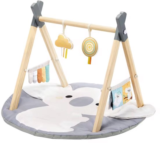 Houten babygym inclusief koala speelkleed – hangspeeltjes & knisperboekje - kraamcadeau jongen en meisje - speelgoed baby - Activiteitengym - babyspeelgoed - pasgeboren baby speelgoed - ontwikkeling baby – opvouwbaar – BPA-vrij