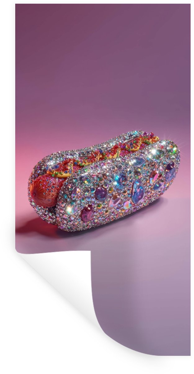 Muurstickers - Sticker Folie - Hotdog - Steentjes - Glitters - Paars - 60x120 cm - Plakfol