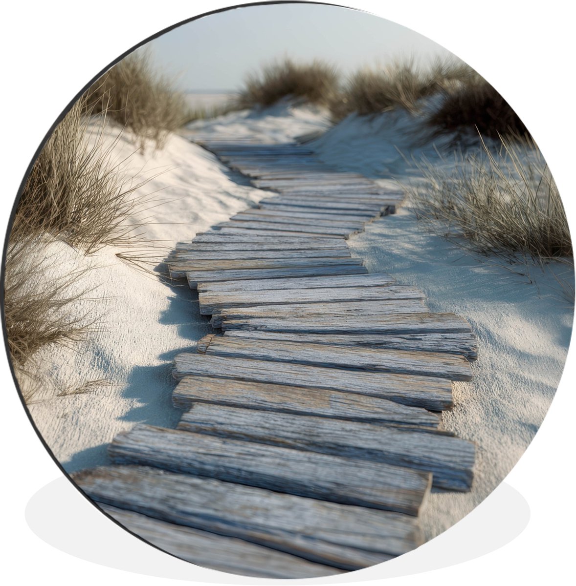 WallCircle Wandcirkel - Muurcirkel - Pad - Planken - Duinen - Gras - Aluminium - Dibond - 90x90 cm - Binnen en Buiten Pad - Duinen
