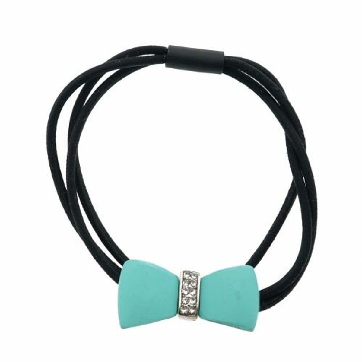 Haarsoires Haarelastiek – Strik 3cm - Strass Steentjes Accent – Blauw