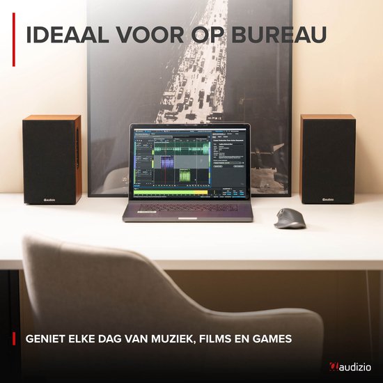 HiFi stereo set - Audizio KS02 - Boekenplank speakers - Bluetooth - Houtlook - 80W van Audizio — afbeelding 5