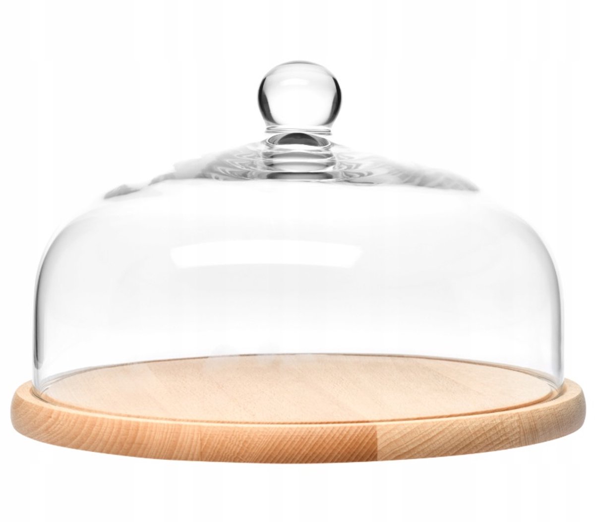 KROSNO - Glamour houten plateau met stolp - taartplateau - 28.5 cm- handgemaakt - kristalglas