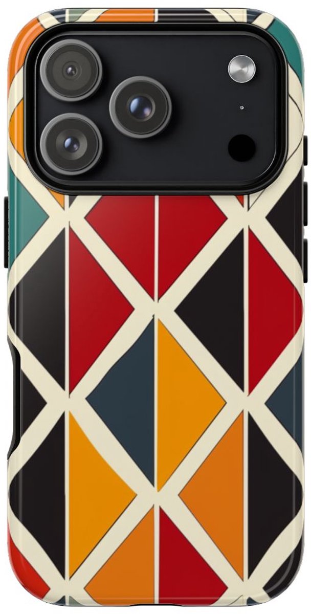 Kleurrijk Geometrisch Diamantpatroon – Telefoonhoesje Geschikt voor iPhone 17 Pro