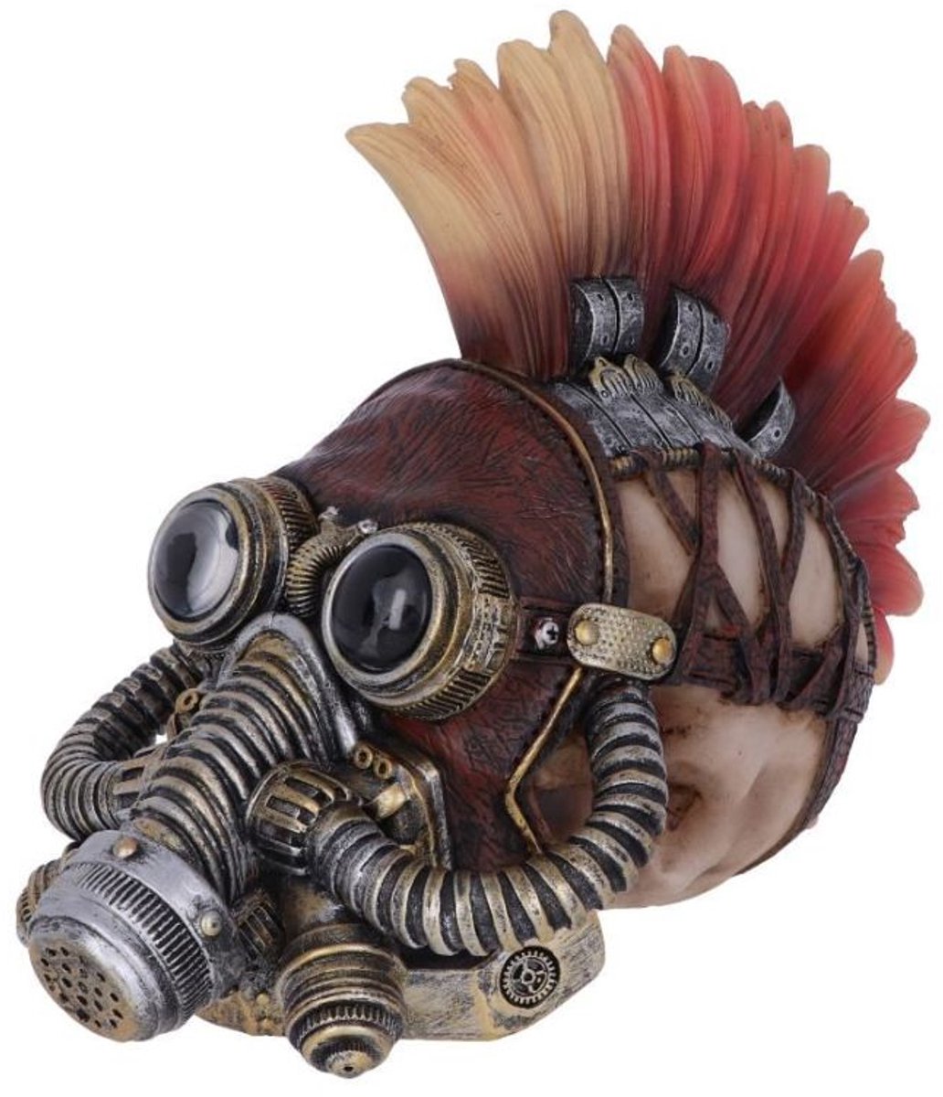 Boutique Trukado - Punk Schedel met Kuif Furry Max - (lxhxd) ca. 20cm x 18cm x 12cm