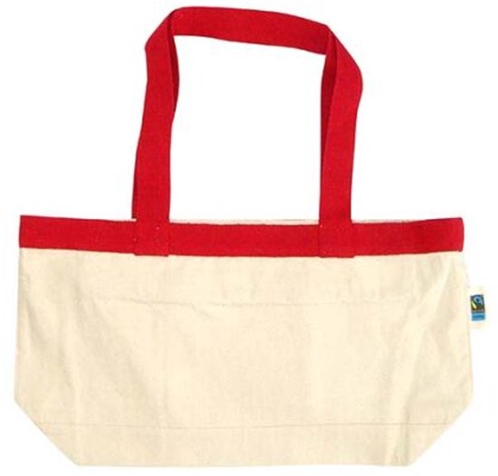 Sac cabas/tout-terrain Extra robuste en coton Fairtrade , 310 g/m², écru/rouge