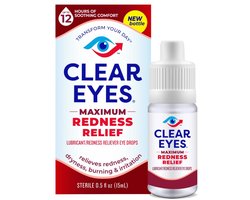 Clear Eyes Maximum Redness Relief – Nieuwe Verpakking – Oogdruppels tegen Rode, Droge & Branderige Ogen – 15 ml