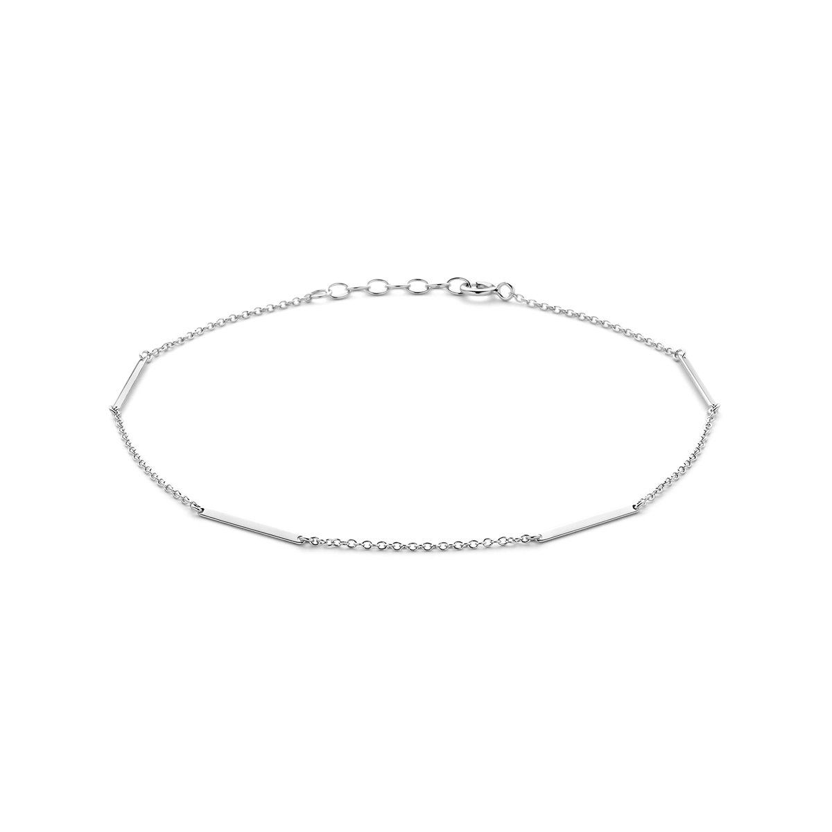 925 zilveren enkelbandje balkjes - 1.6 mm 24 + 2 mm Gerhodineerd 925 zilveren enkelband - Lev Sieraden