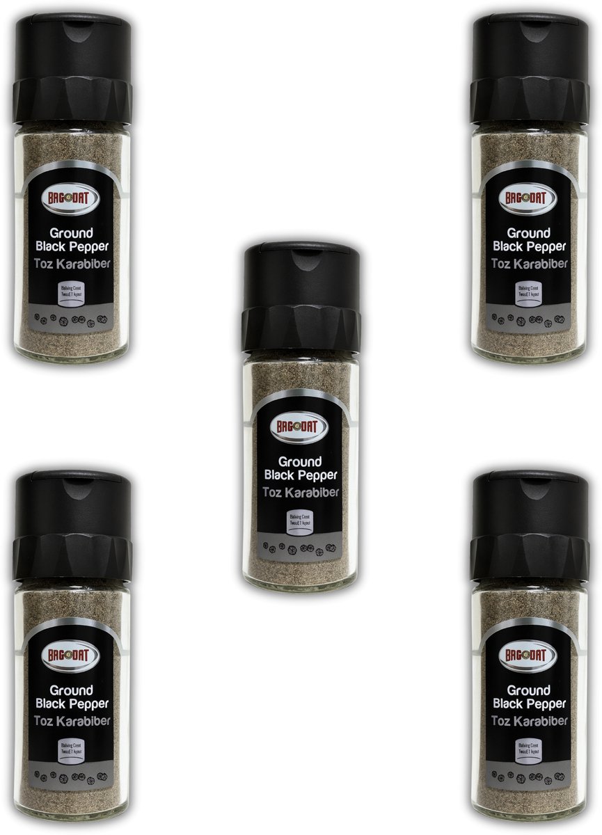 Bagdat - Peper Zwart Gemalen - Kara Biber Toz 55g - 100% Natuurlijk - Specerij voor Koken - Kruiden & Specerijen - 5 Stuks