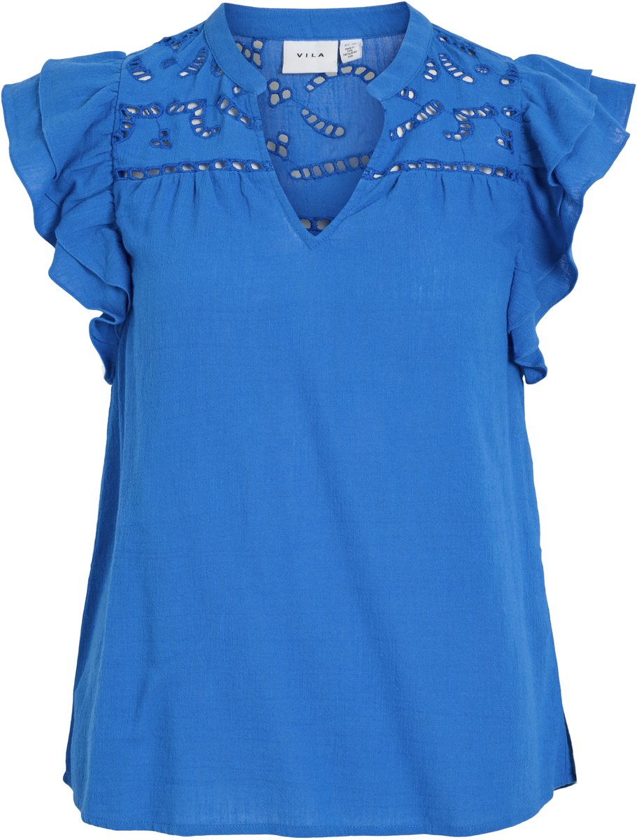 VILA - VITARJA V-NECK S/L EMB TOP - Dames - Blouses