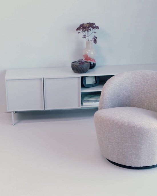 WOOOD Serra Draaifauteuil - Geweven Stof - Zand - 68x70x77