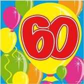 60x 60 jaar leeftijd themafeest servetten Balloons 25 x 25 cm papier - Zestigste/60e verjaardag papieren wegwerp tafeldecoraties