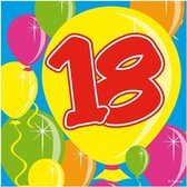 40x 18 jaar leeftijd themafeest servetten Balloons 25 x 25 cm - Achttiende/18e verjaardag papieren wegwerp tafeldecoraties