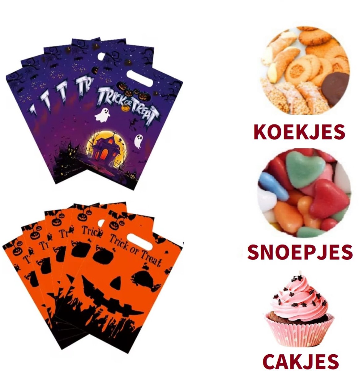 Halloweenfeest zakje - 12 stuks - Halloween snoepzak - Halloween snoepzakjes - uitdeelzakjes - halloween koek zakjes - halloween Traktatiezakjes kinderen
