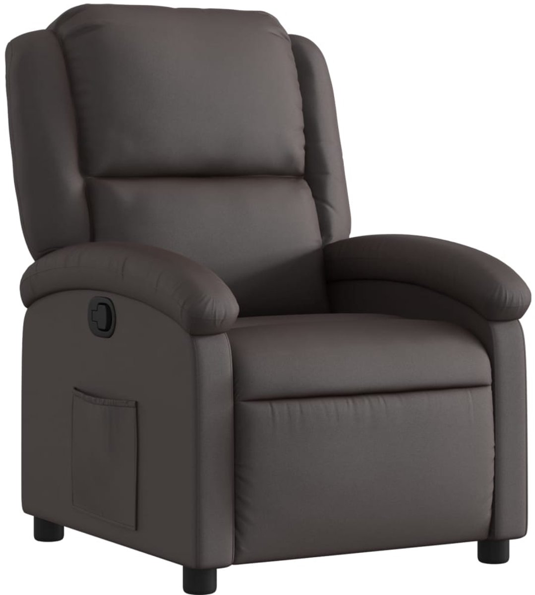 vidaXL Relaxfauteuil - donkerbruin - echt - leer