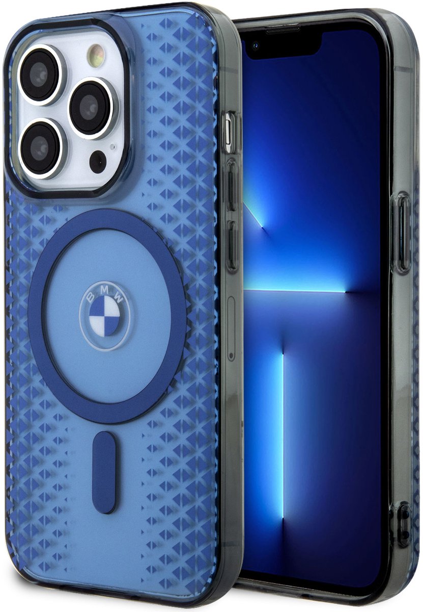 BMW Back Cover - iPhone 15 Pro - Blauw - MagSafe - Schokabsorberend ontwerp