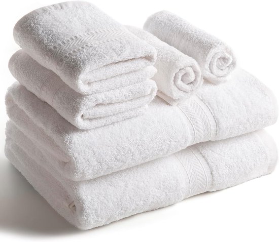 Tuiste Handdoekenset, wit, 100% katoen, 8 delig, 2 x