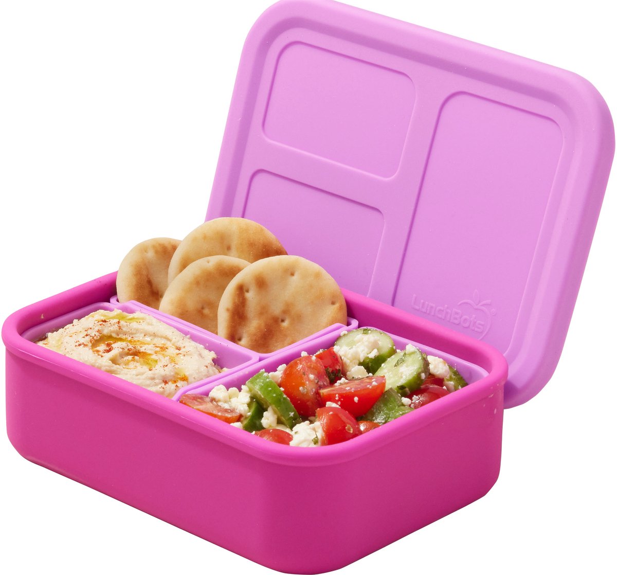 LunchBots Medium Build-a-Bento - Roze - 28oz / 828 ml - 3 Verwisselbare Vakverdelers voor Eindeloze Lunchcombinaties - 100% Platina Siliconen - Lekvrij - Magnetron-, Oven- (tot 204°C), Vriezer- en Vaatwasserbestendig