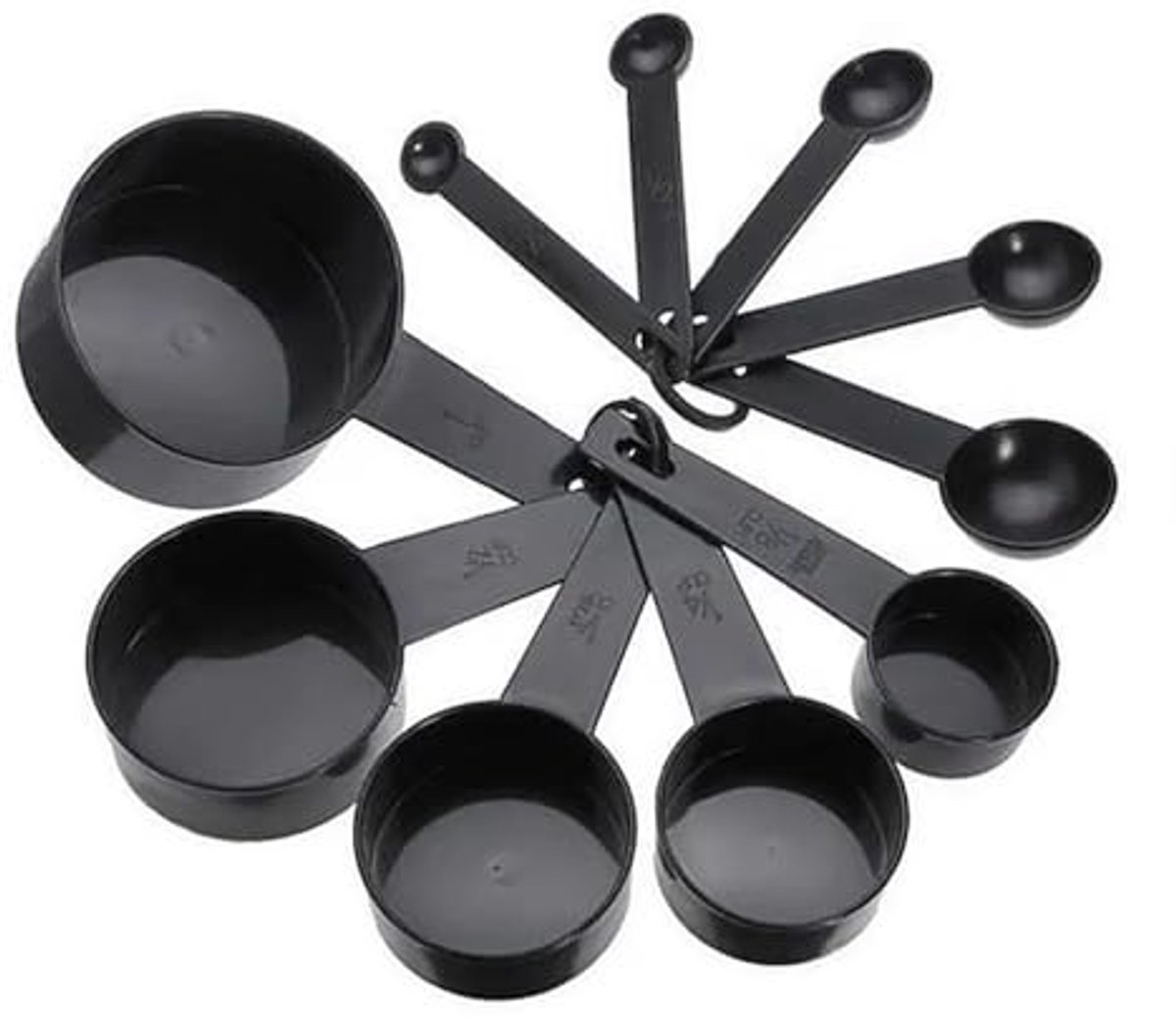 Maatbeker-Set-10Stuks-MetMaten-Kunststof-Zwart-Keuken-Bakken