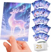 Inspra Studio – Luxe Kerstkaarten met Enveloppen – 25 Stuks – Dieren Wenskaarten Collectie – Magische Dieren Illustraties