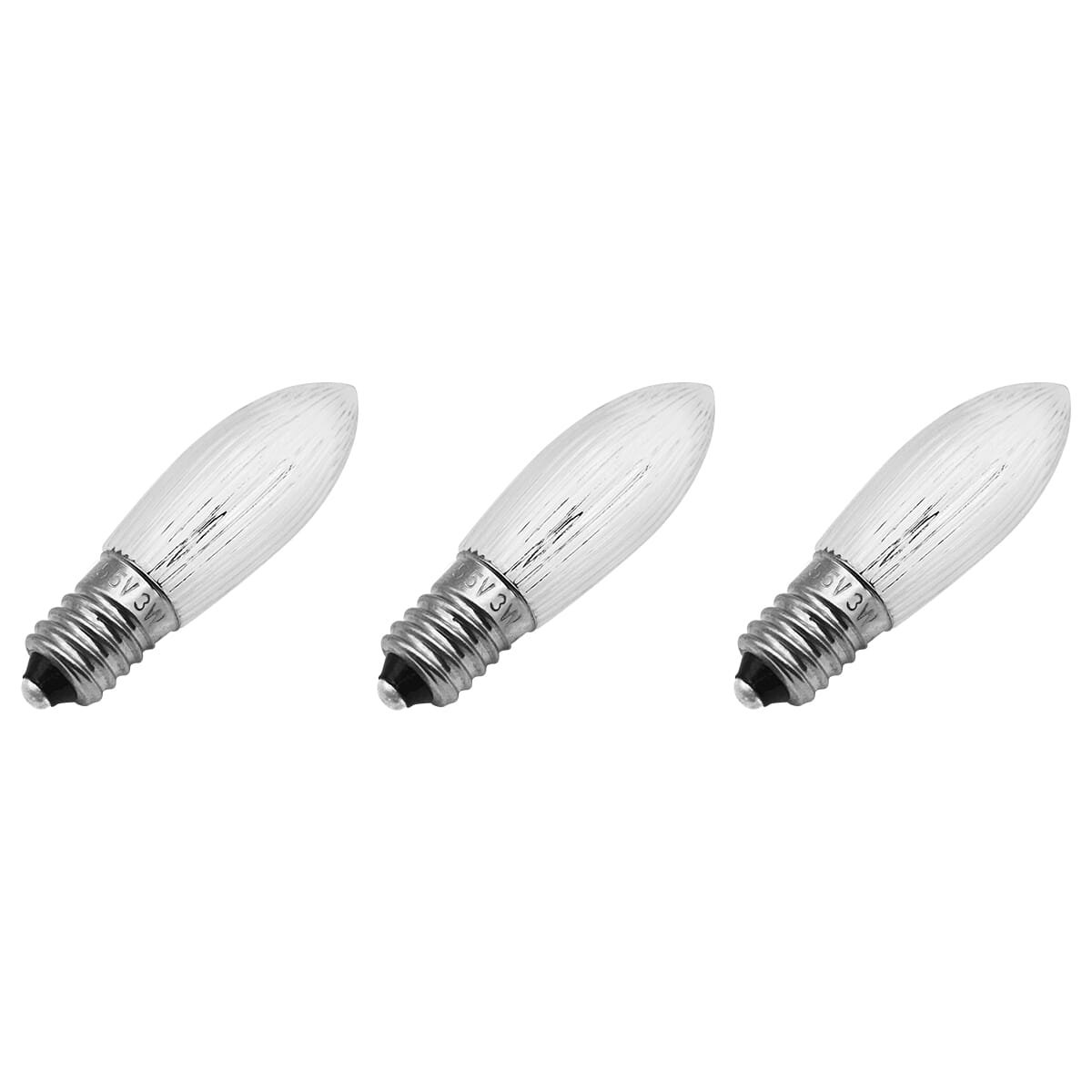 Reserve Kerstlampjes E10 - 3 stuks - Gloeilamp - 55V/3W - Warm Wit Licht - 2200K - 13 Lumen - Dimbaar - Helder