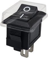 ProRide Mini Wipschakelaar ON/OFF KCD1-10 - met Beschermkapjes - 2-pins - 19x11.5mm - Rechthoek - 250V/3A - Zwart