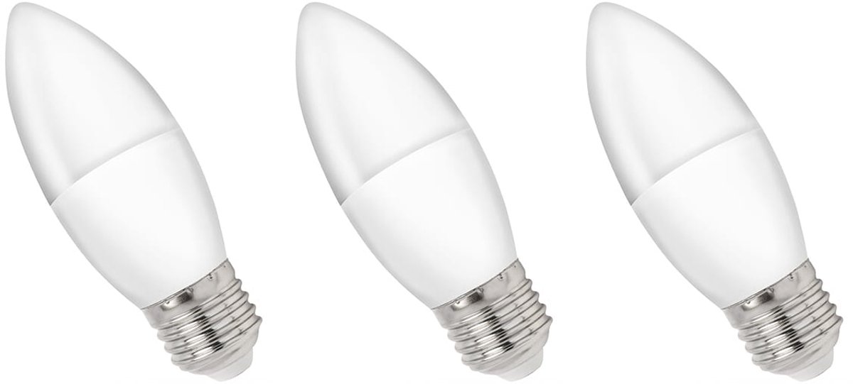 Spectrum LED Kaarslamp E27 1W - 230V - 100 Lumen - 6000K Koud wit - Helder daglicht - Energiezuinig - 3 stuks