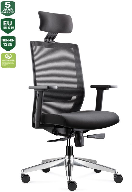 BENS 850H-Ergo-3 – Ergonomische Bureaustoel – incl. Hoofdsteun – NEN-EN1335 & ARBO normen
